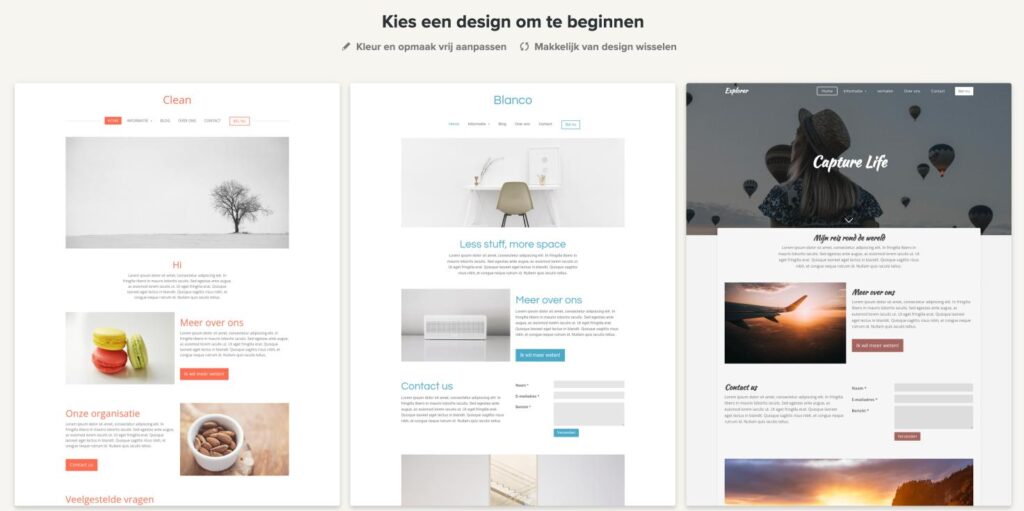 Kies een design voor je nieuwe JouwWeb-website
